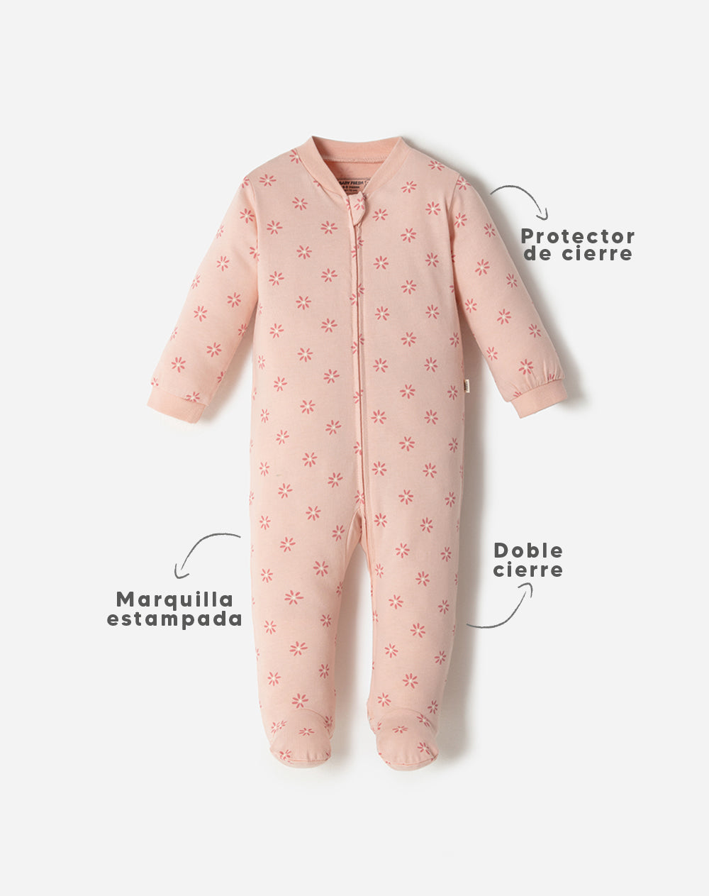 Pijama regular fit manga larga rosada estampada