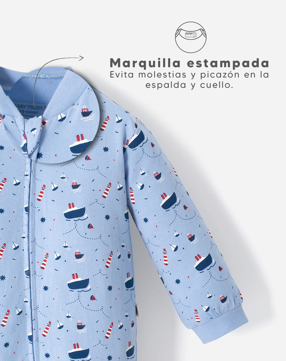 Pijama regular fit manga larga azul