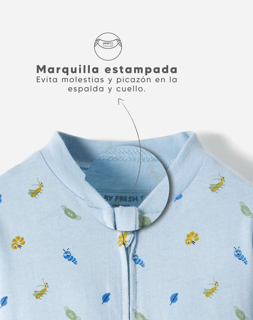 Pijama bebé niño algodón cierre doble sentido azul