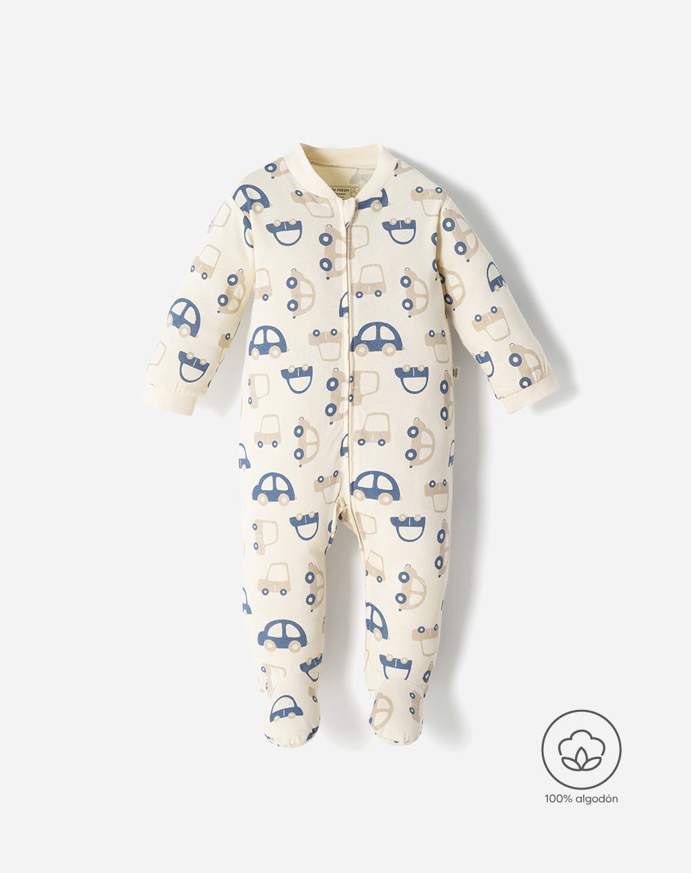 Pijama bebé niño algodón cierre doble sentido beige