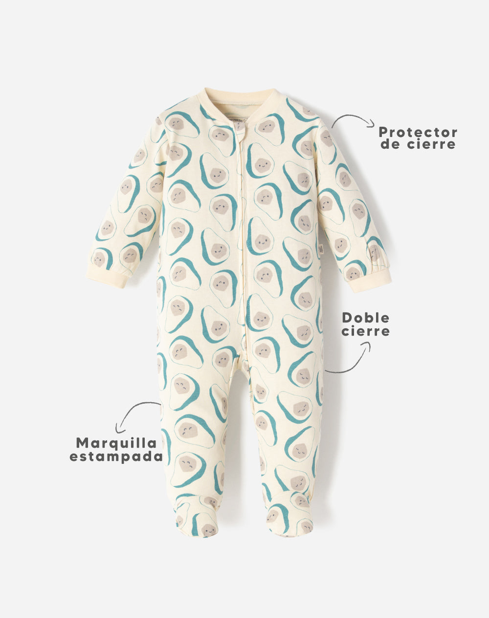 Pijama regular fit manga larga beige estampada