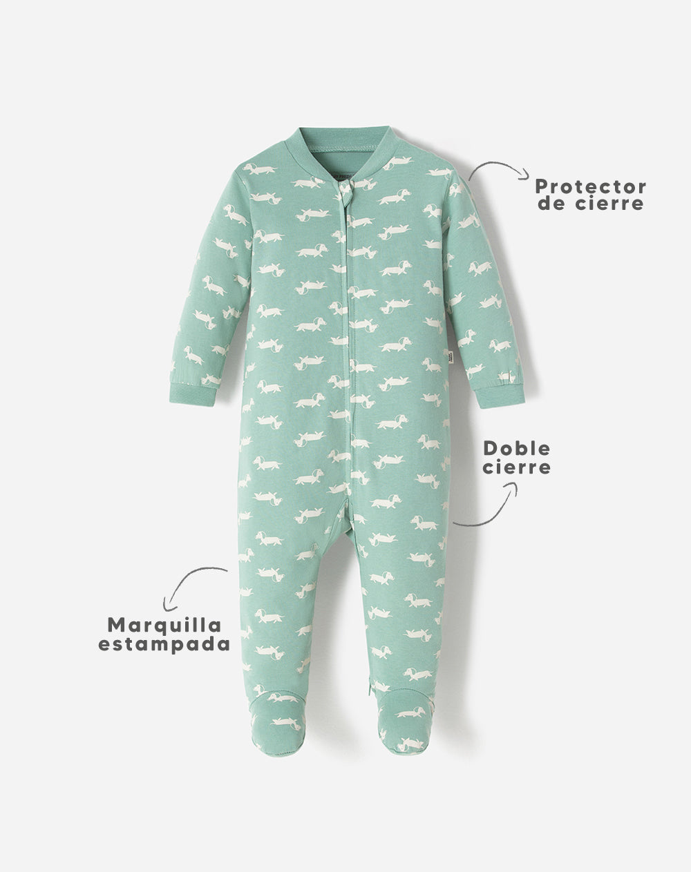 Pijama regular fit manga larga verde estampada