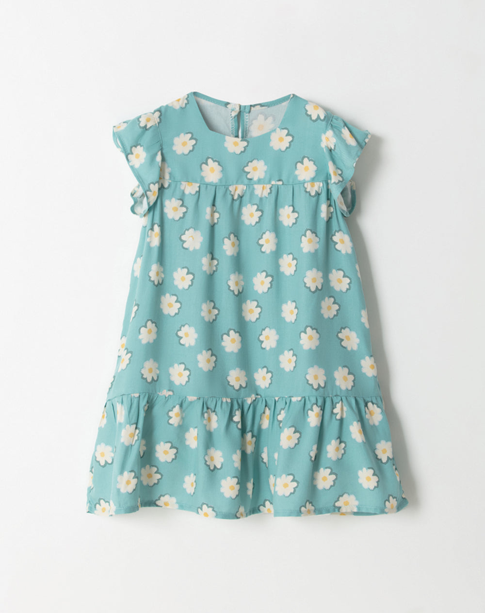 Vestido medio verde estampado