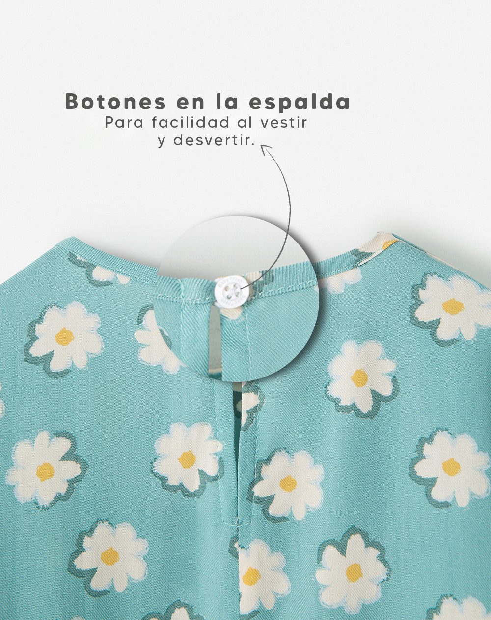 Vestido medio verde estampado