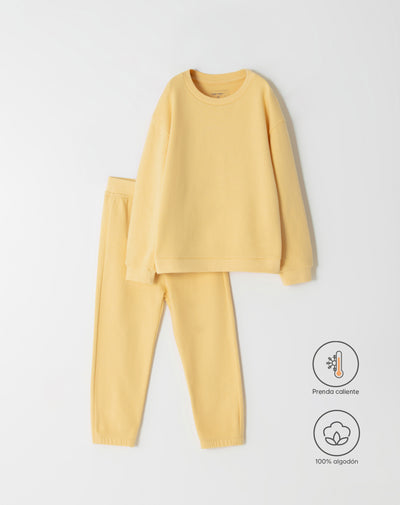 Conjunto niño buzo + pantalón algodón amarillo