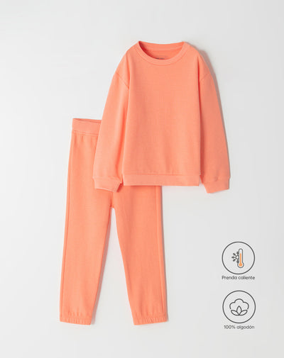 Conjunto niño buzo + pantalón algodón coral