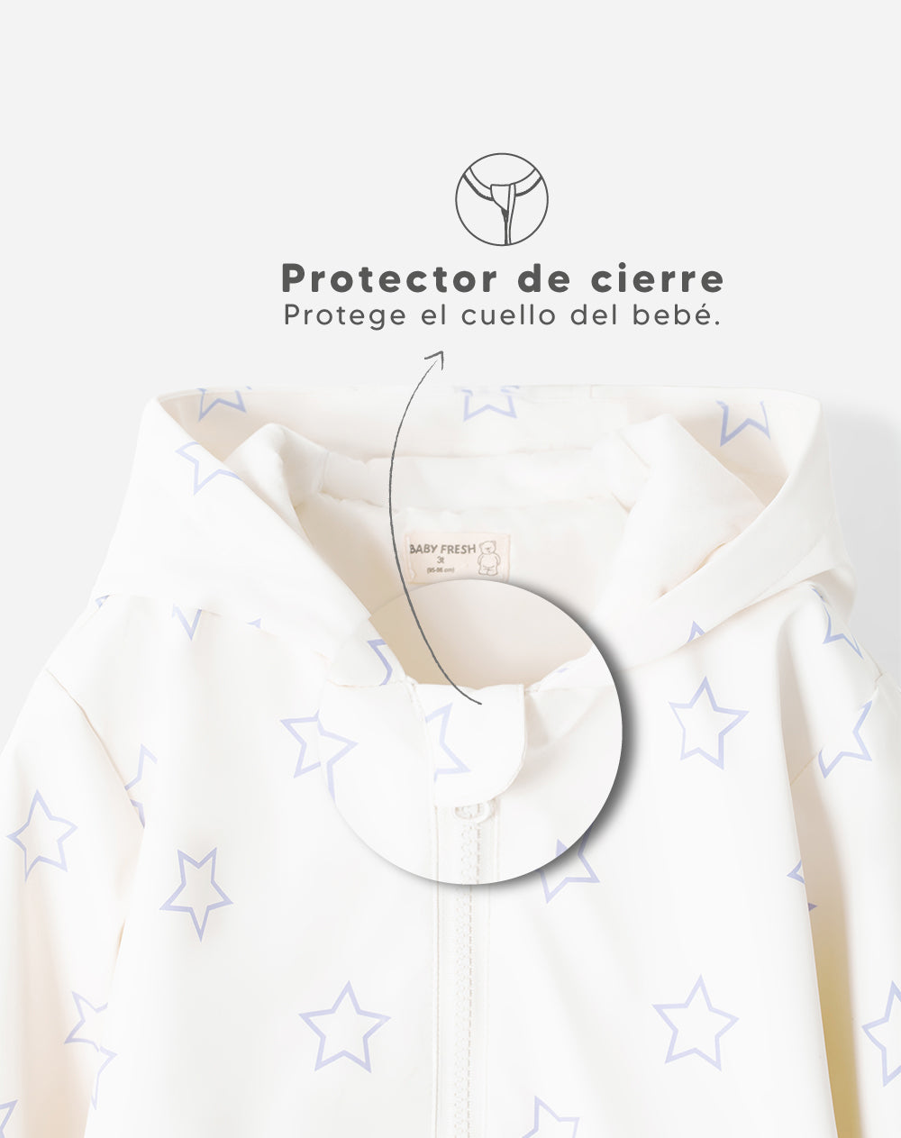 Chaqueta regular fit con capucha beige estampado