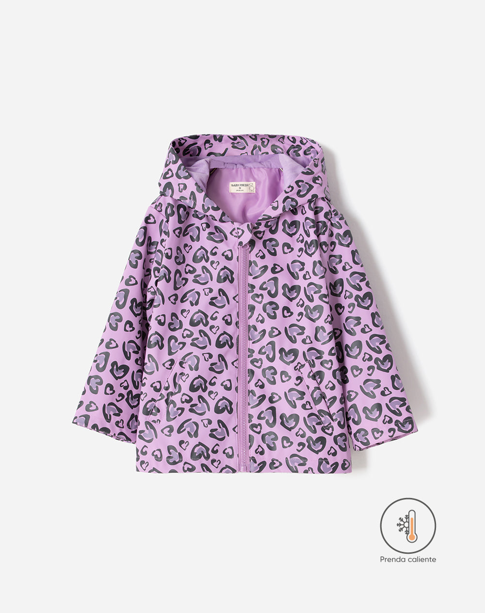 Chaqueta regular fit con capucha lila estampado