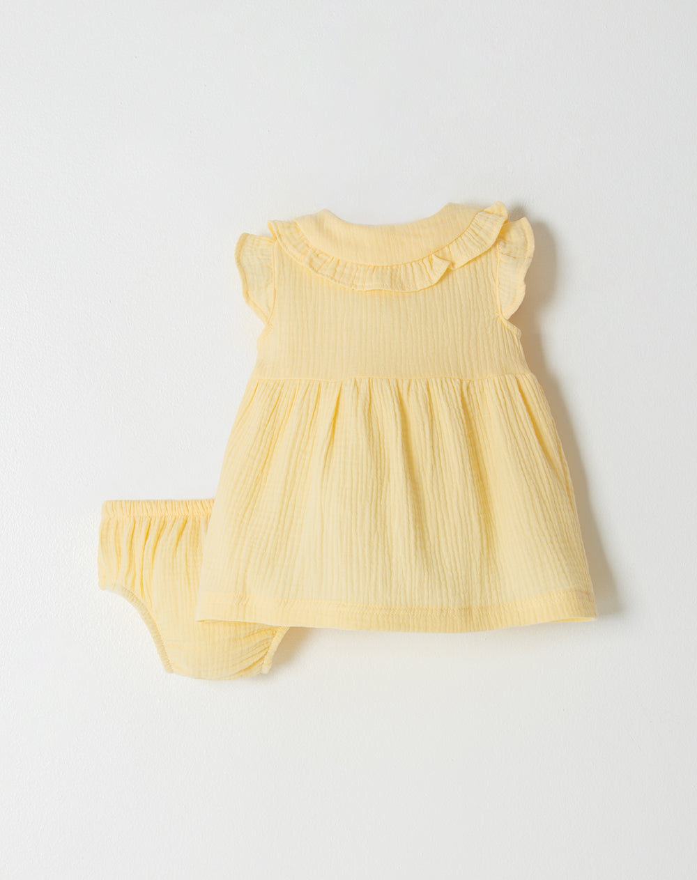Conjunto bebé niña vestido + panty amarillo