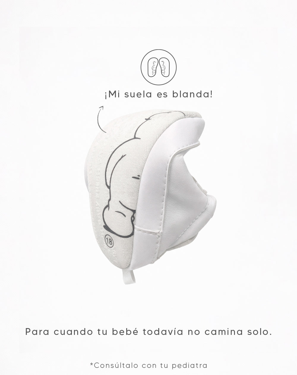 Tenis suela blanda blanco bebé niña