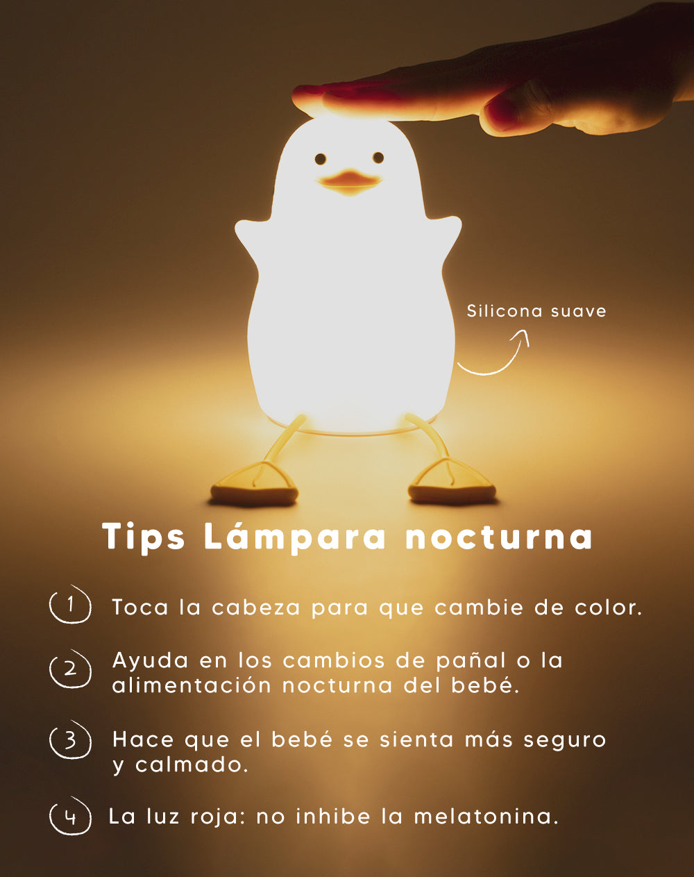 Lámpara nocturna infantil pingüino multicolor