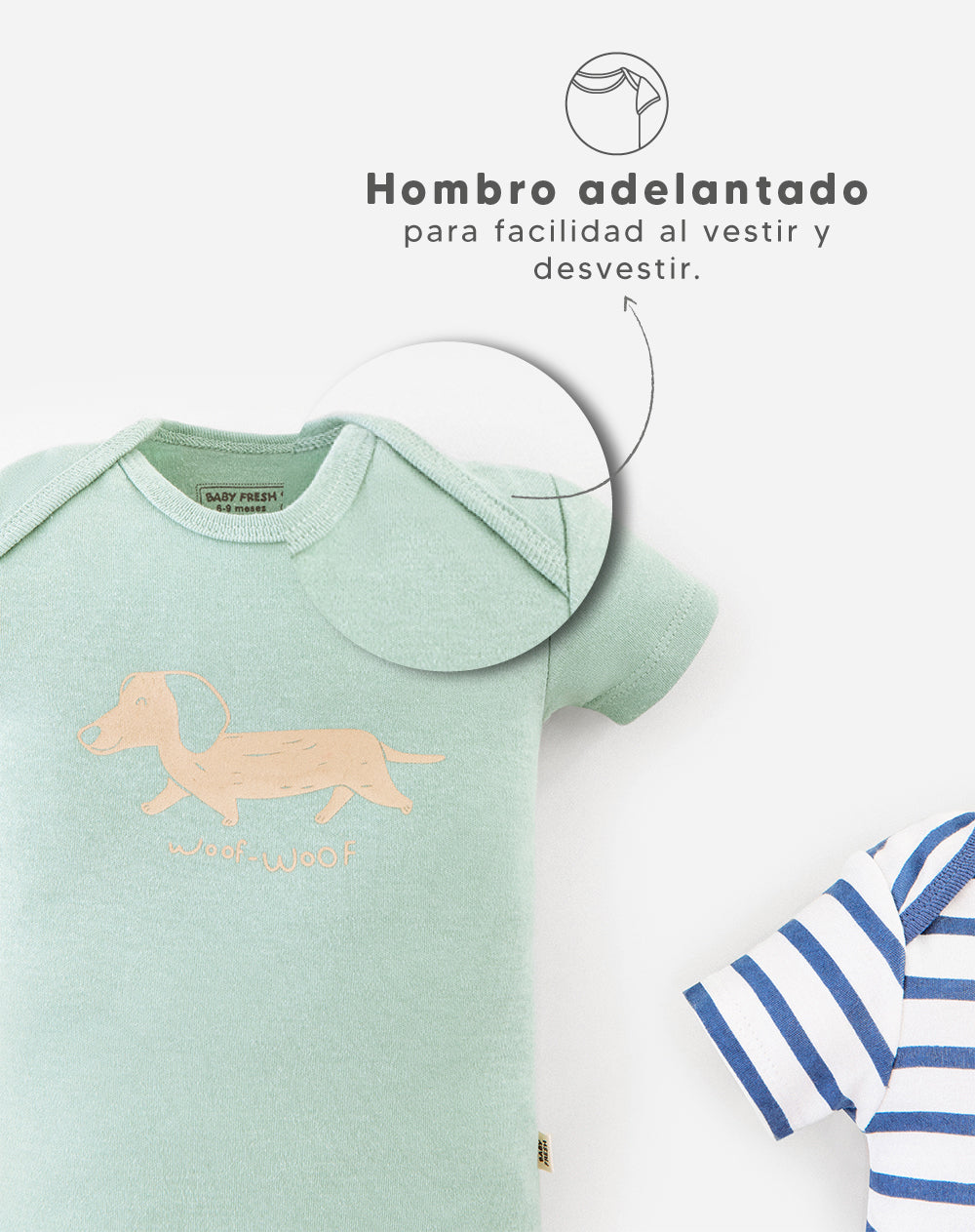 3 bodys cuello redondo manga corta surtido