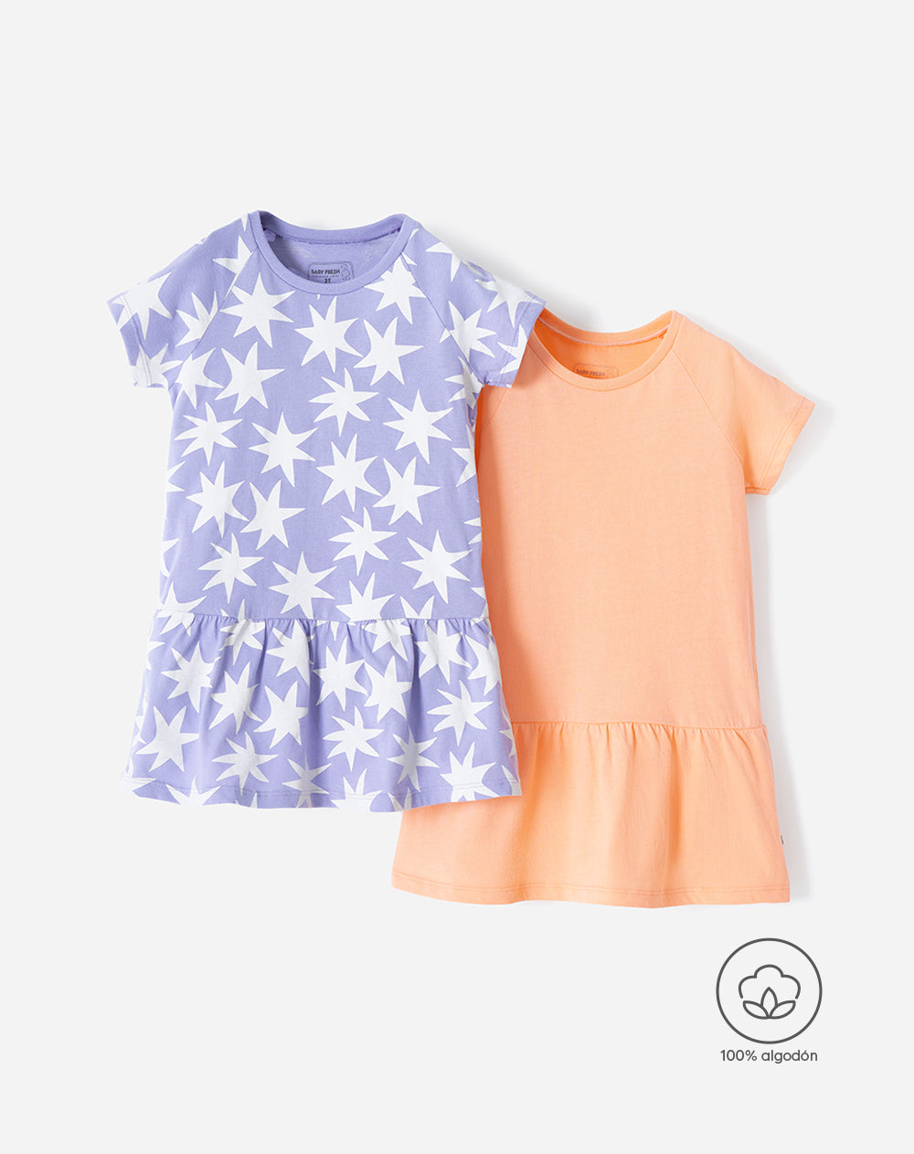 Vestido corto algodón x2unds surtido niña