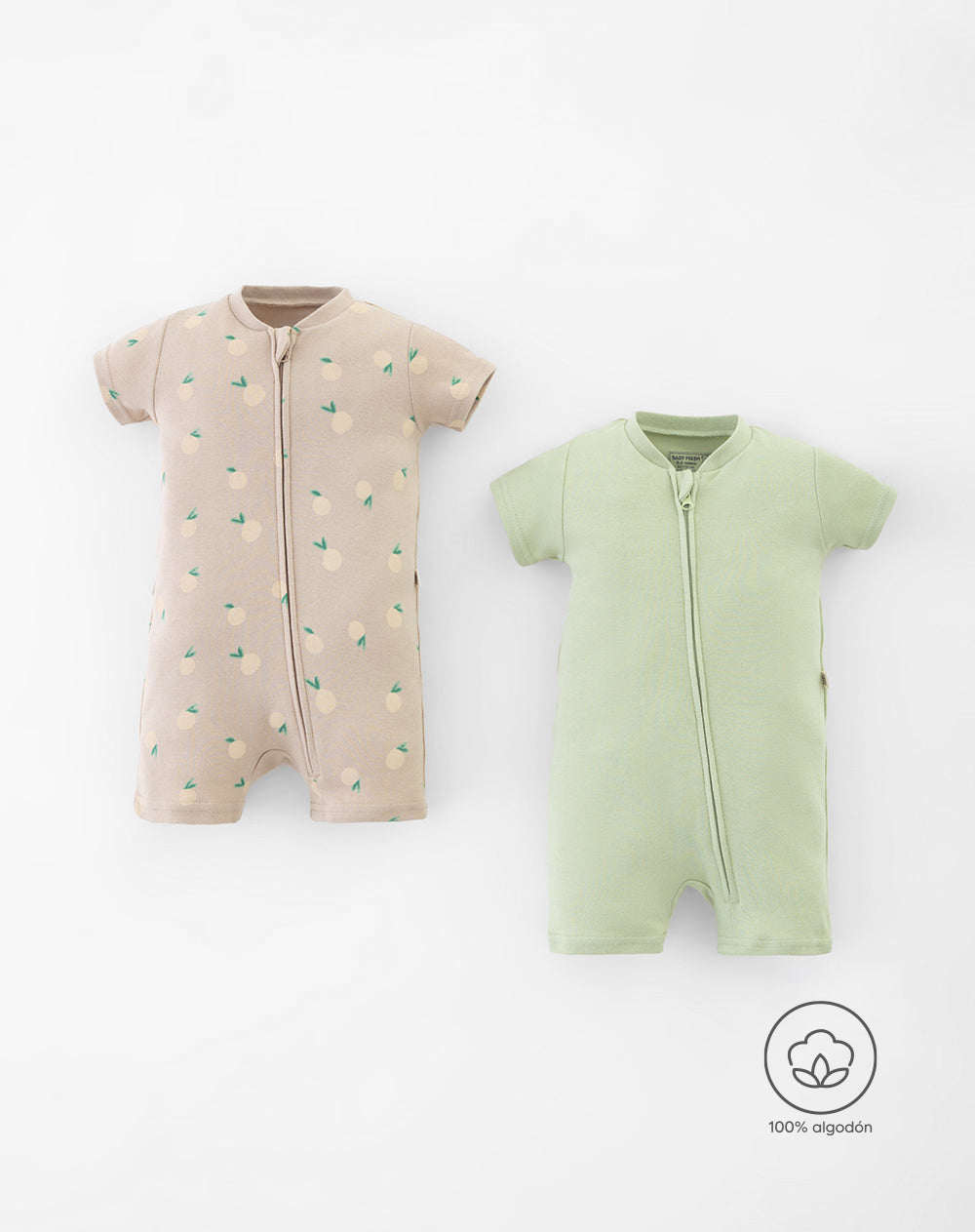 Pijama bebé unisex x2 algodón manga corta surtida