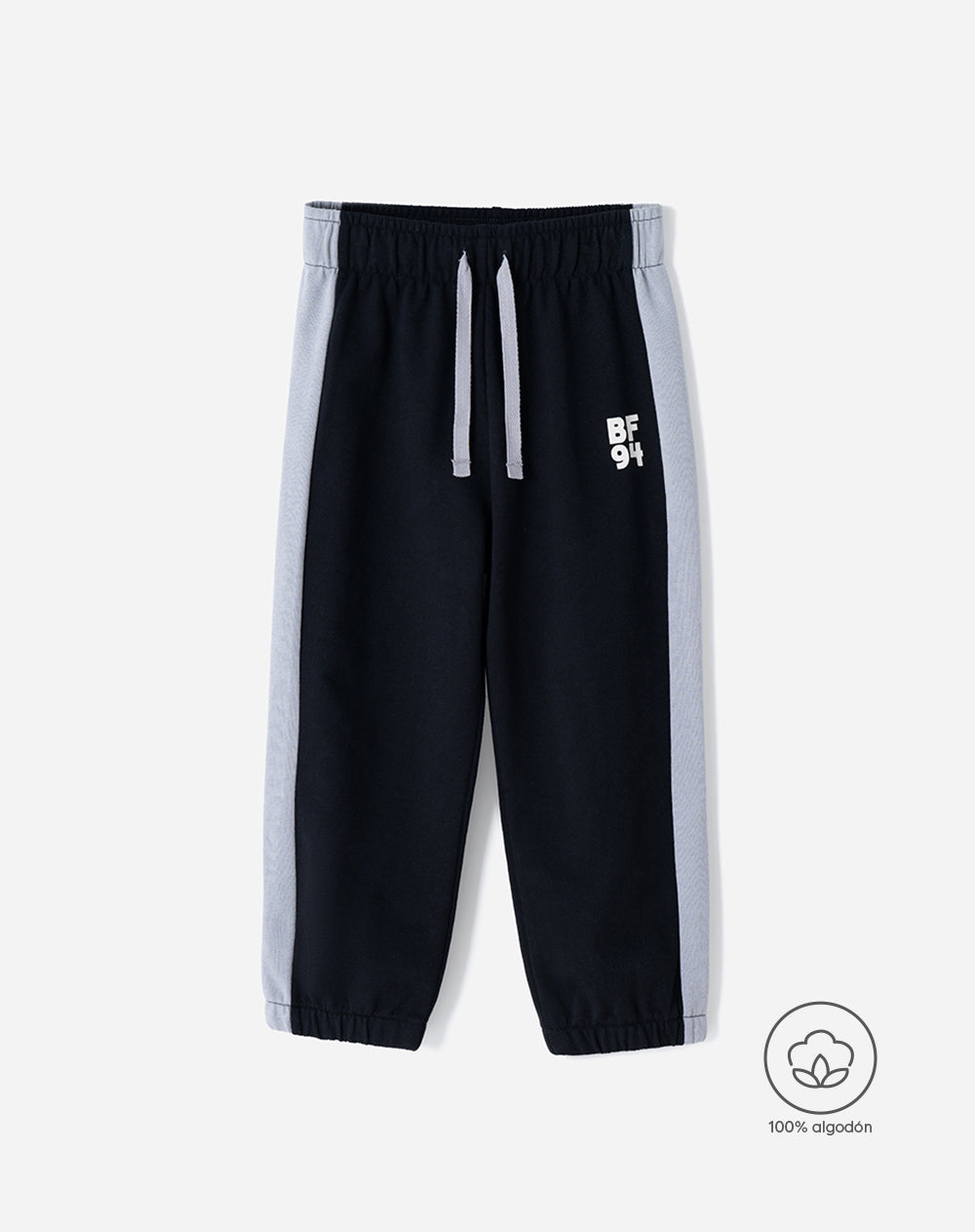 Jogger regular algodón negro niño