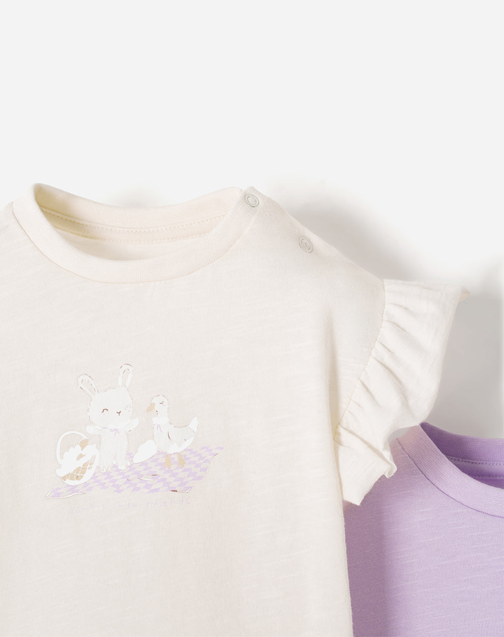 Camiseta regular algodón x2unds surtida bebé niña