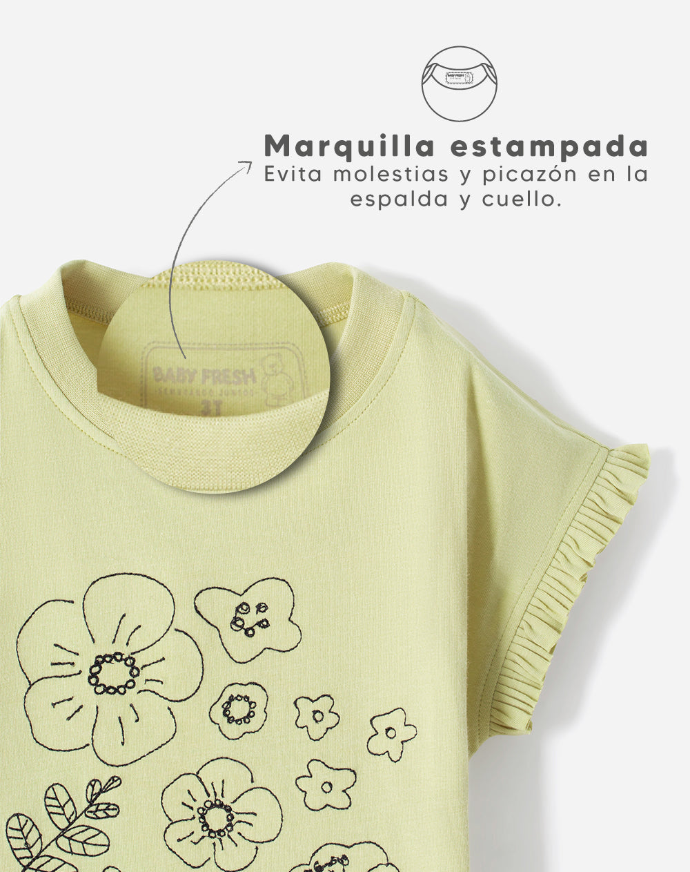 Camiseta regular algodón estampado bordado niña