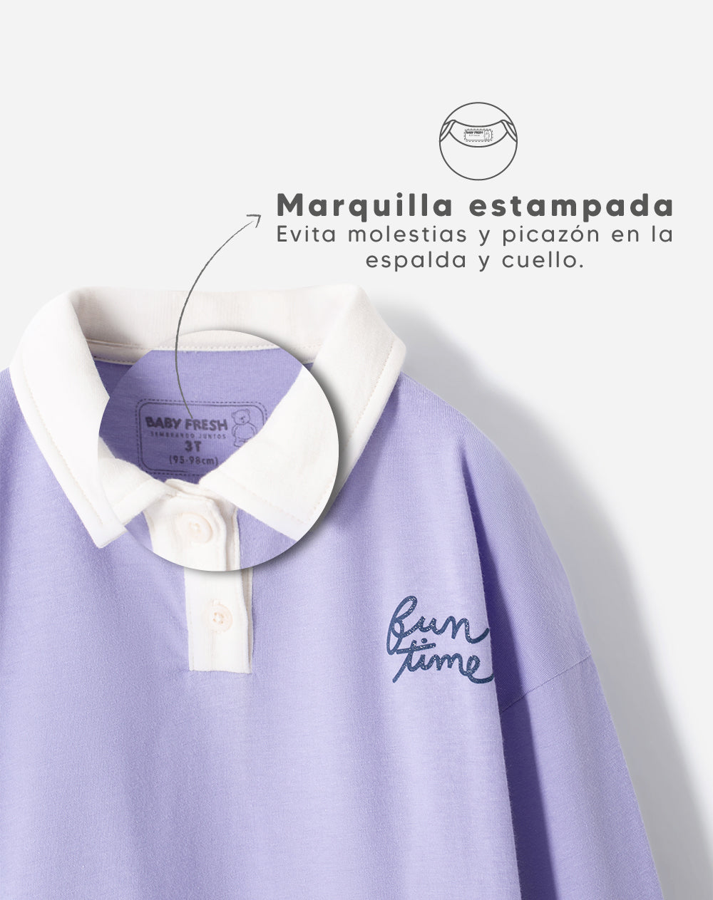 Buzo tipo polo regular lavanda niña