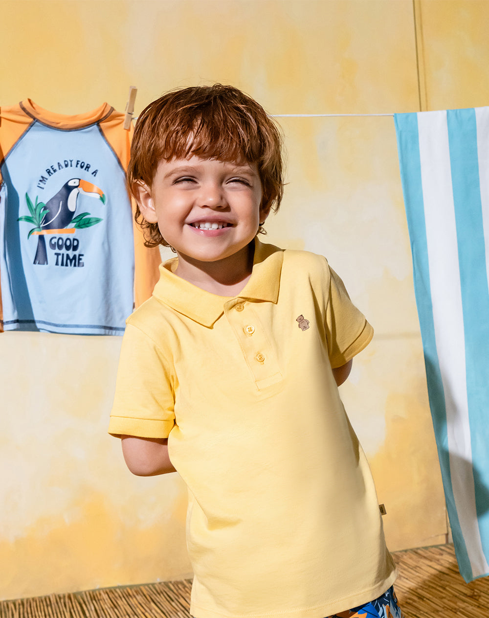 Polo regular algodón amarilla niño