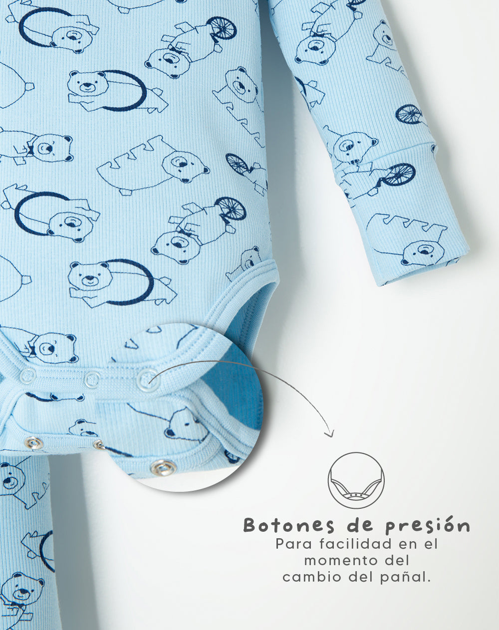 Pijama bebé niña x2 expndible en pies y manos azul osos