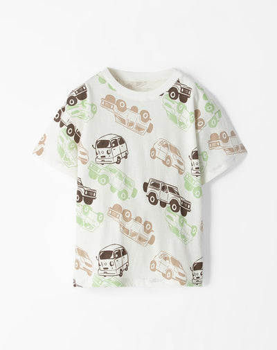 Camiseta oversized fit manga corta blanca estampada