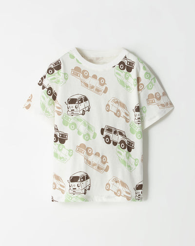 Camiseta oversized fit manga corta blanca estampada