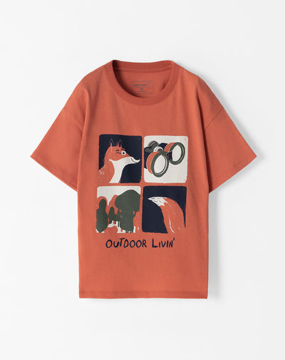 Camiseta oversized fit manga corta naranja