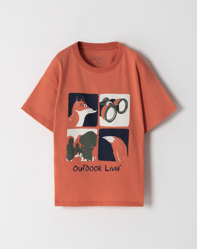 Camiseta oversized fit manga corta naranja