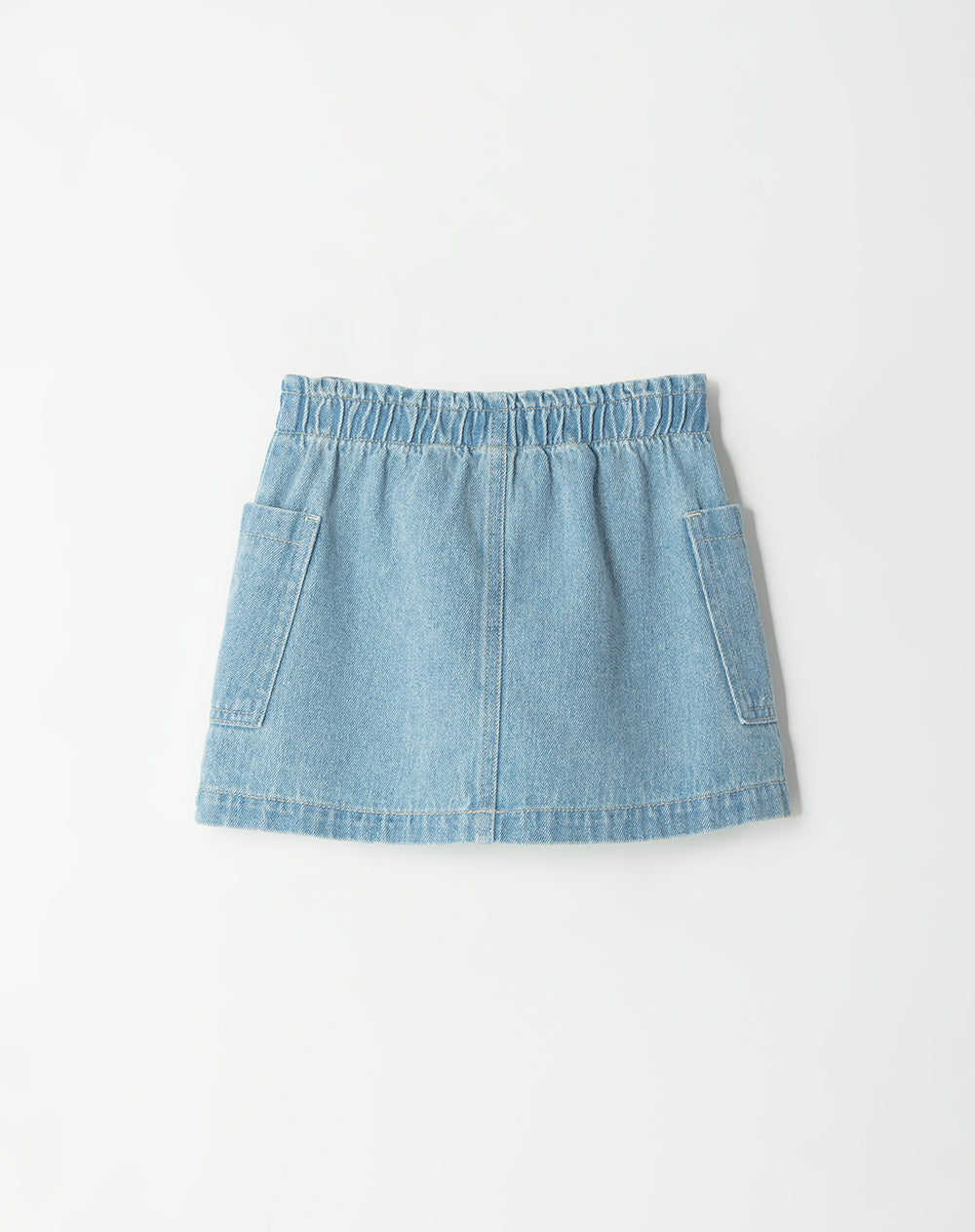 Falda denim algodón índigo medio niña