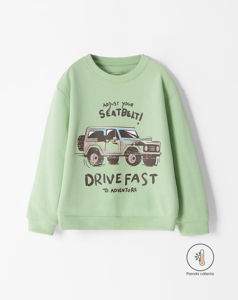 Buzo regular algodón verde estampado niño