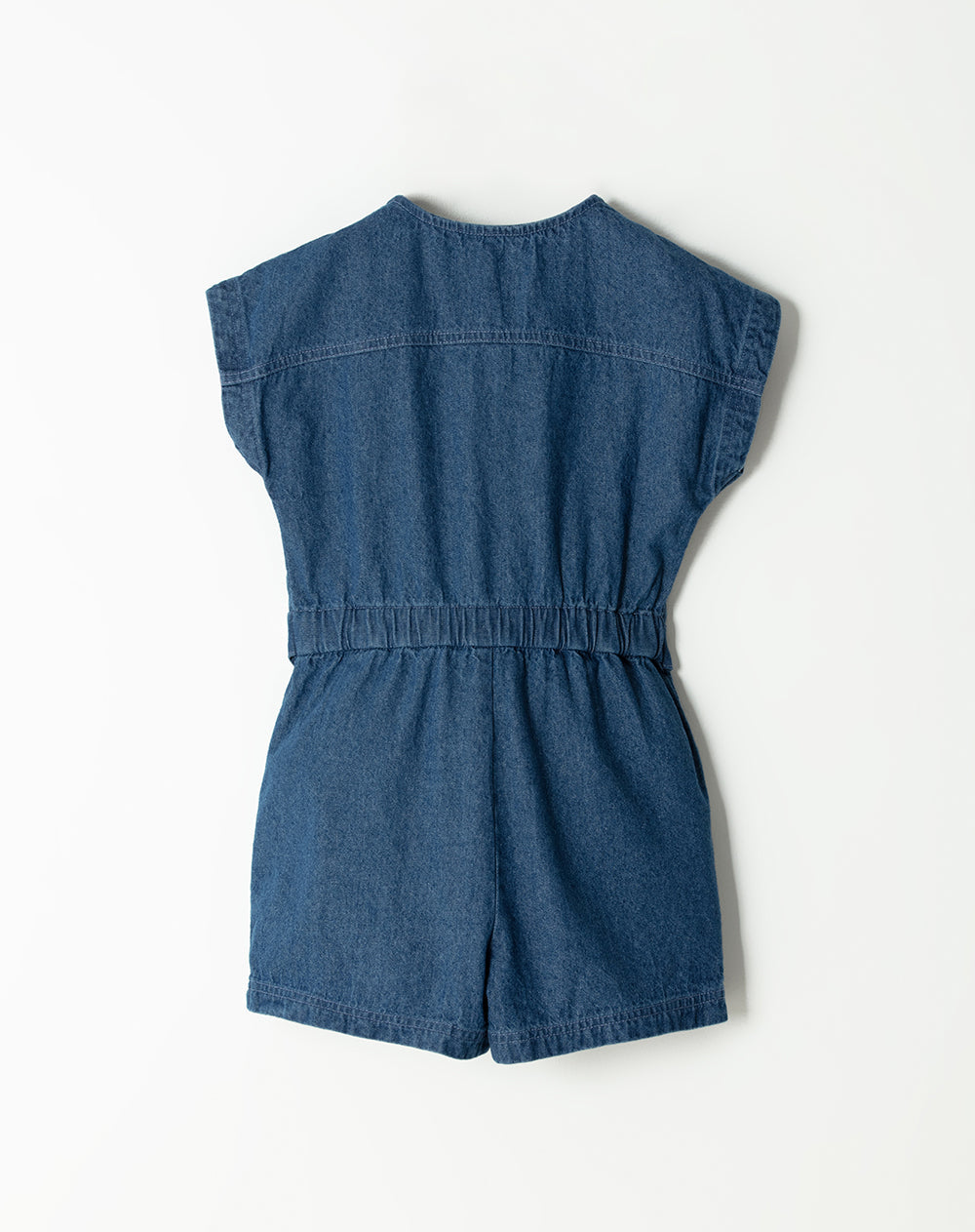 Enterizo corto denim algodón regular índigo oscuro niña