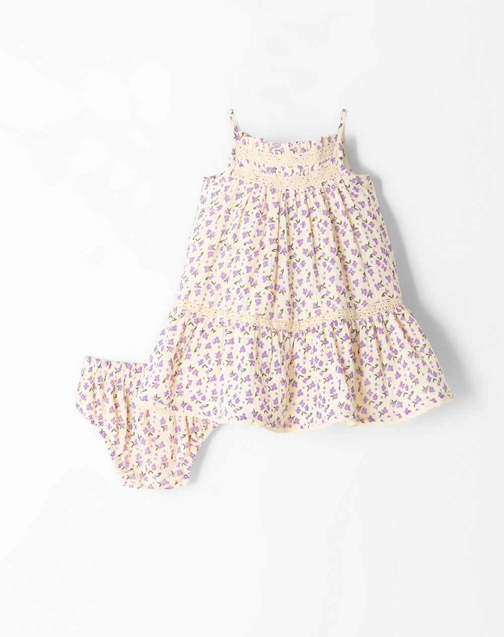 Vestido medio crema estampado