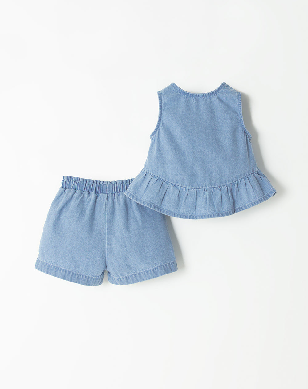 Conjunto bebé niña blusa + short algodón indigo medio