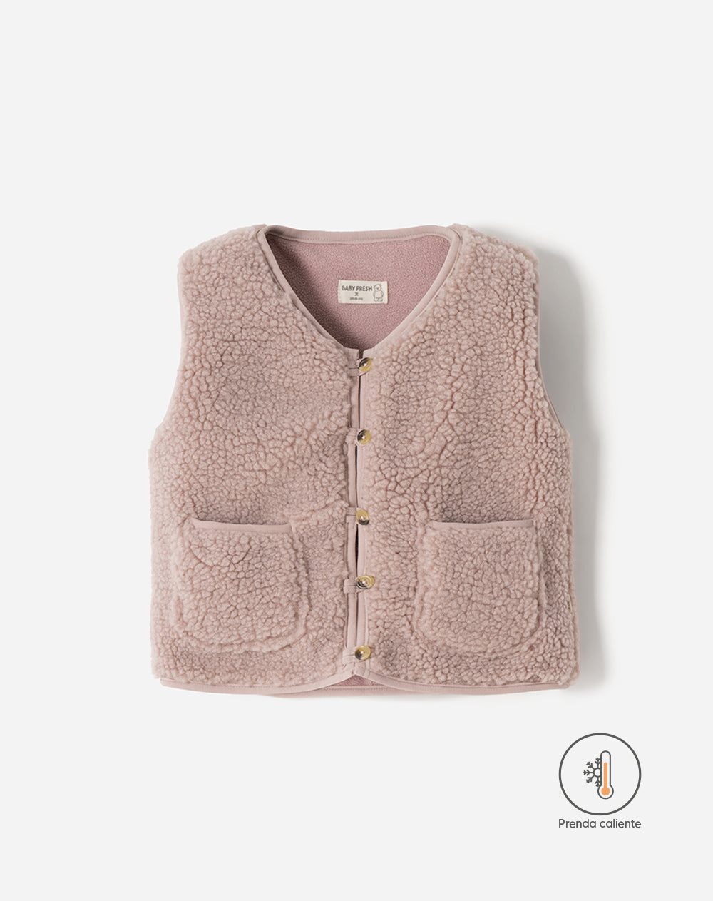 Chaleco regular fit sin capucha palo de rosa