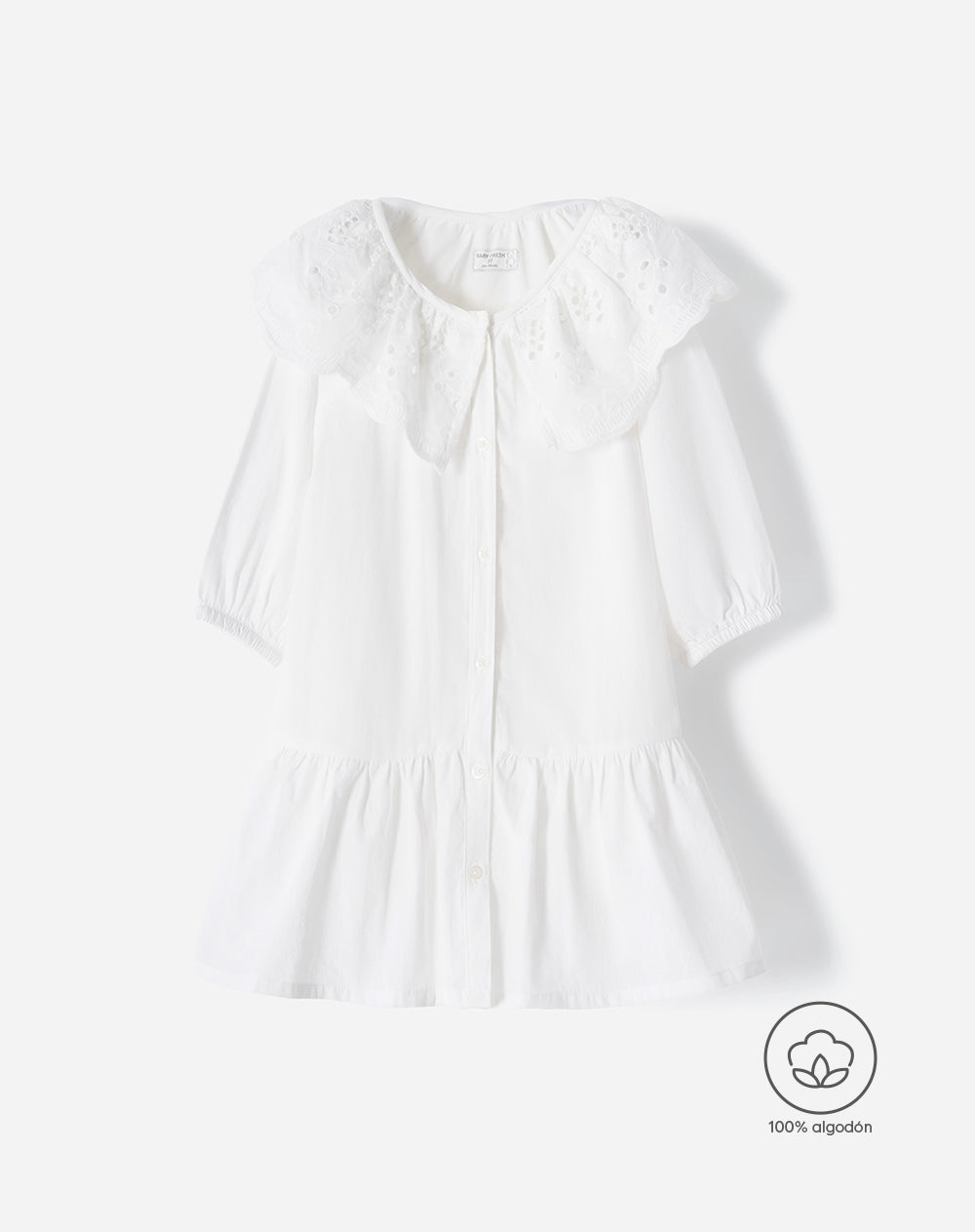 Vestido midi regular blanco niña