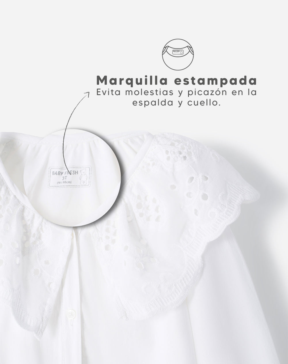 Vestido midi regular blanco niña