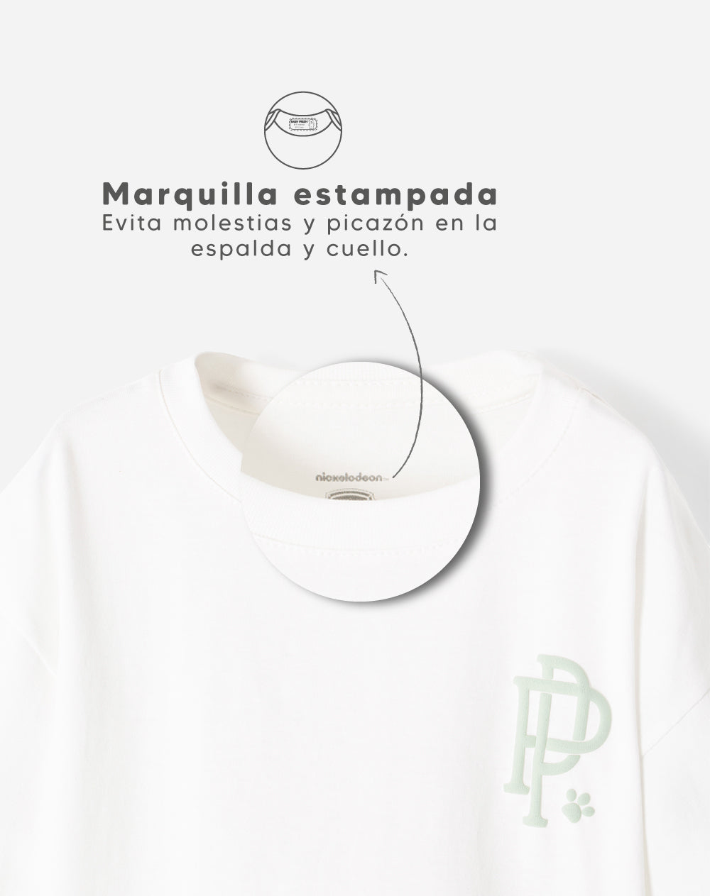Camiseta oversize algodón Paw Patrol blanca niño