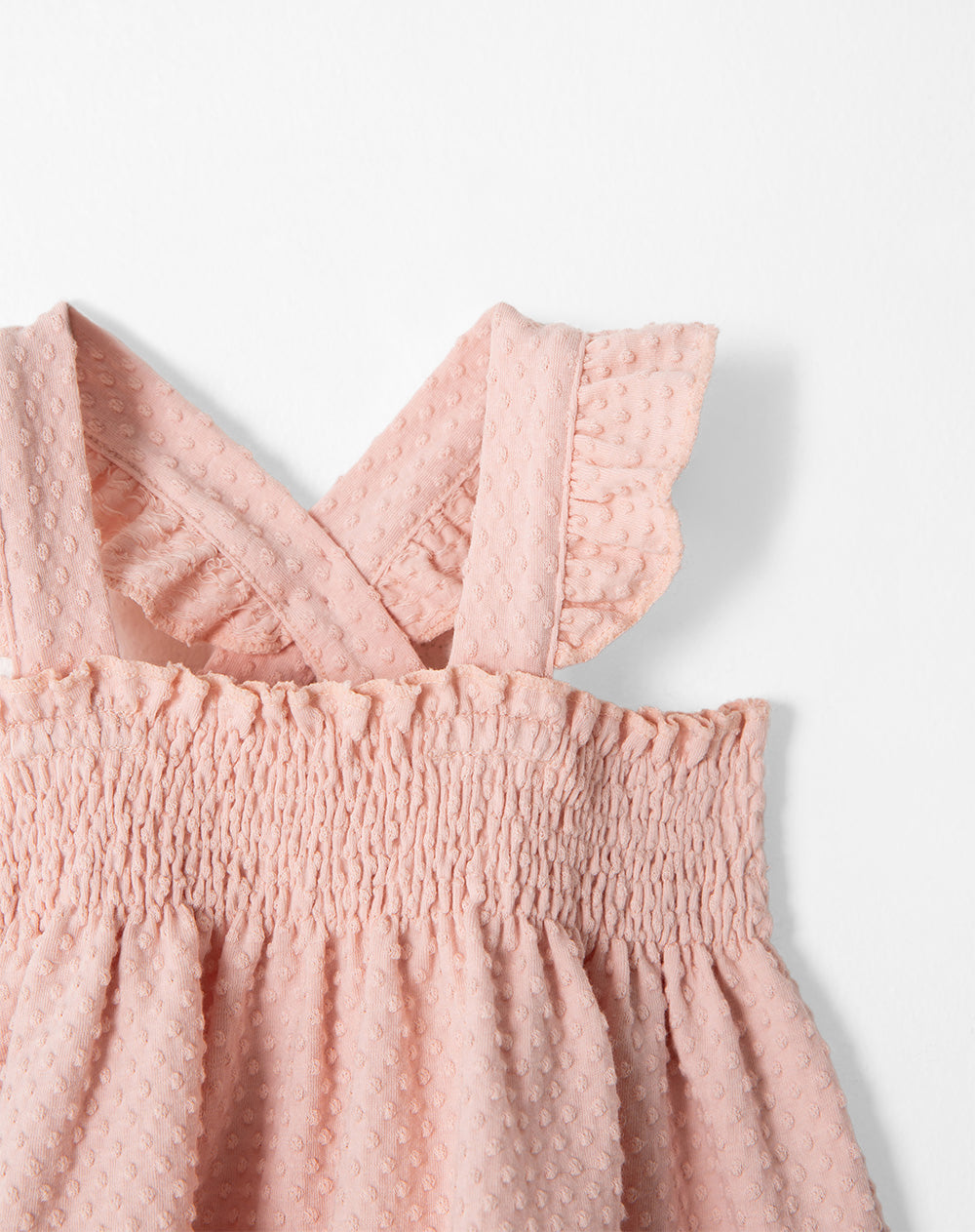 Conjunto bebé niña vestido + bloomer rosado