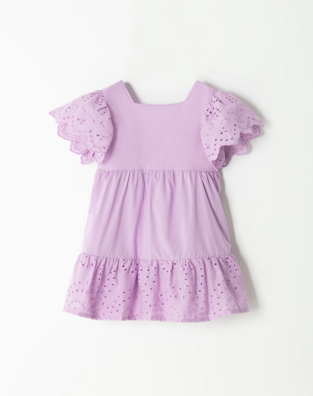 Vestido corto algodón lila niña
