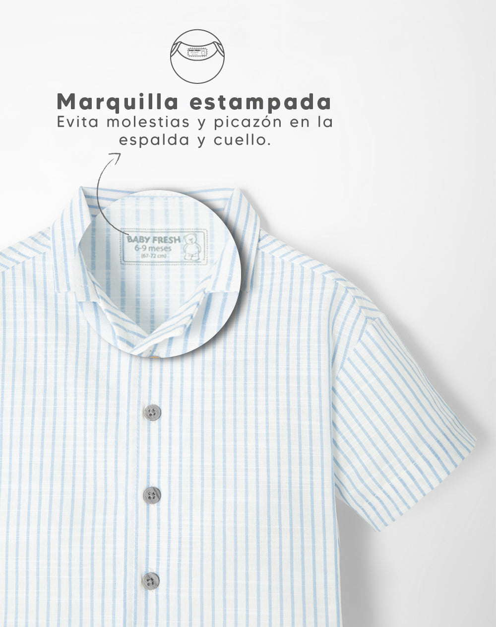 Camisa manga corta algodón rayas bebé niño