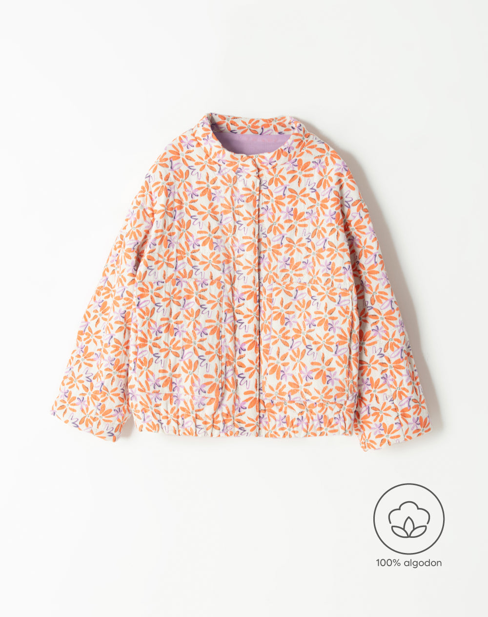 Chaqueta regular fit sin capucha crema estampado