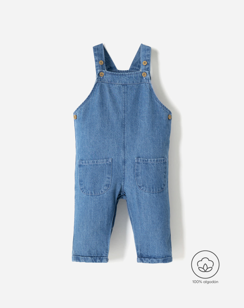 Overol denim regular índigo medio unisex