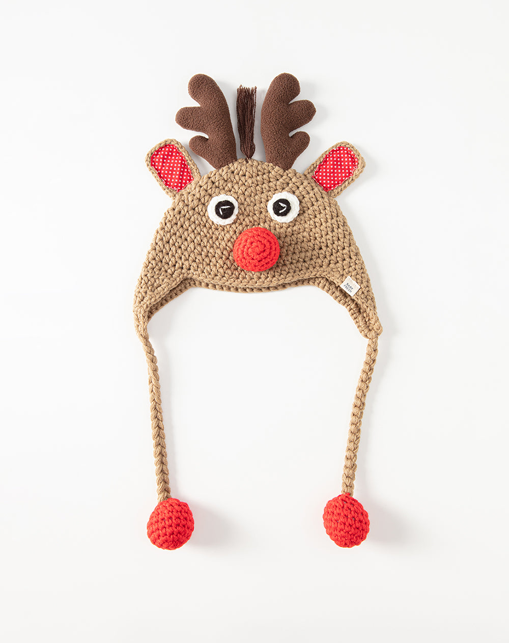 Gorro tejido reno café unisex navidad