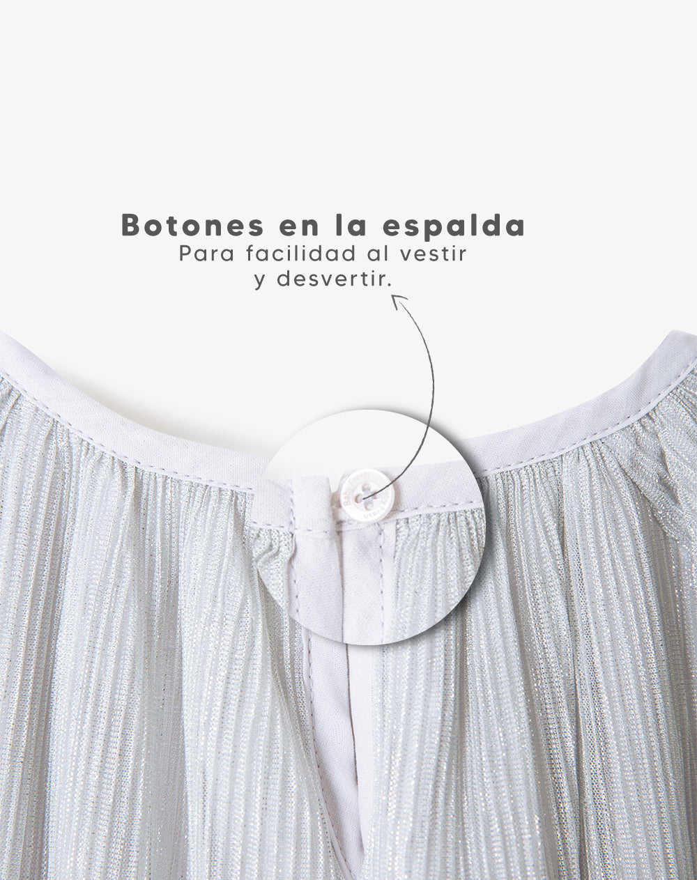 Vestido regular brillos gris niña