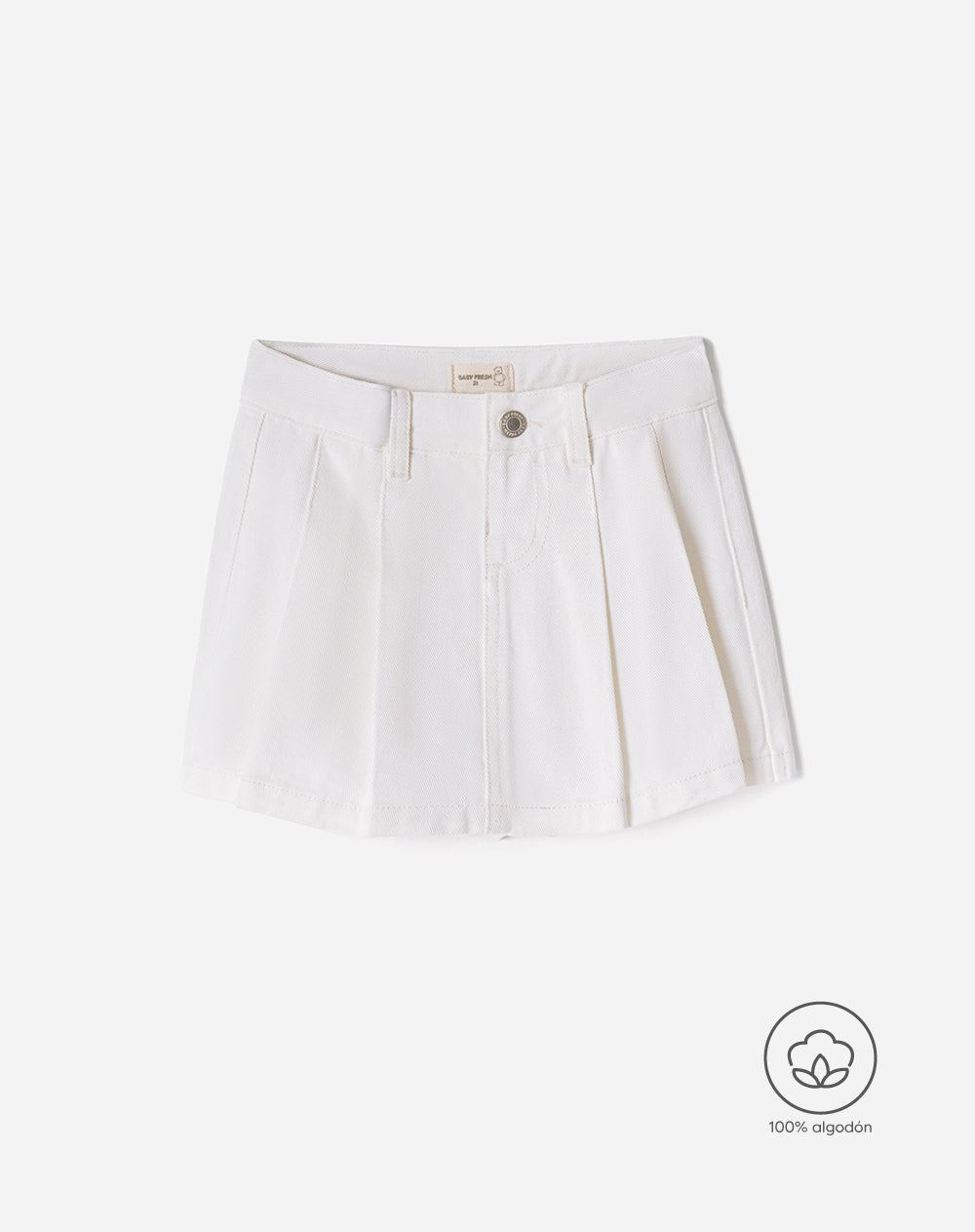 Falda short tiro alto crema