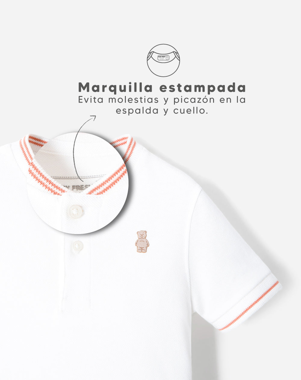 Camiseta regular algodón blanca bebé