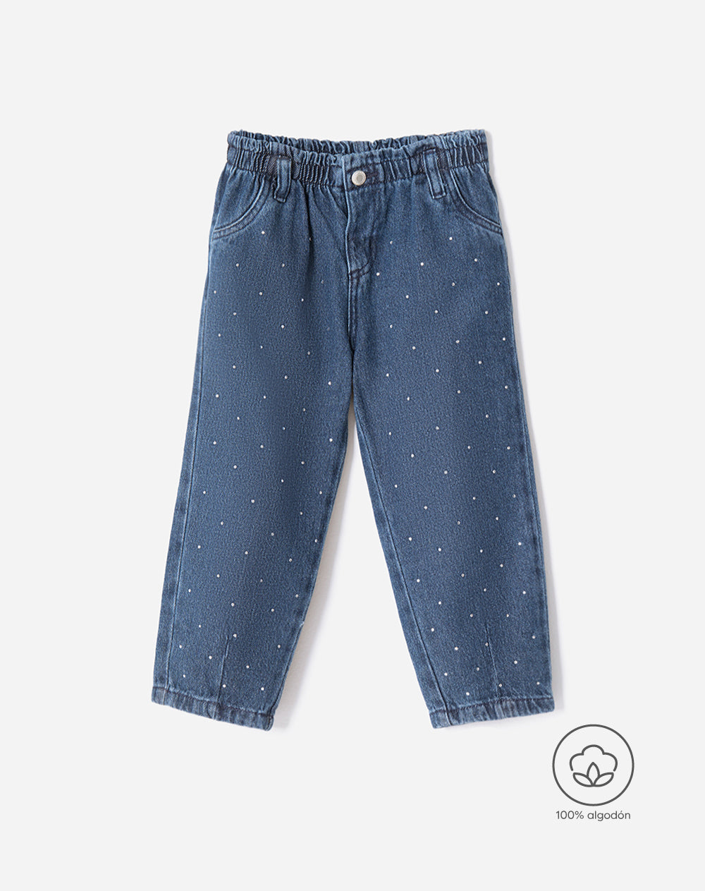 Jean regular tiro alto indigo medio brillos niña