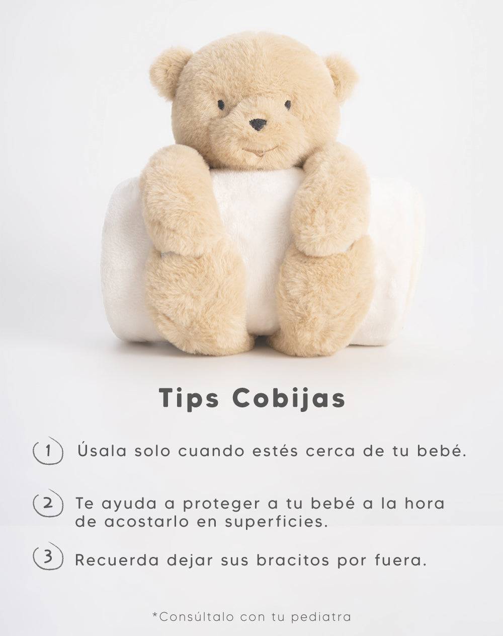 Cobija con peluche de oso bebé unisex