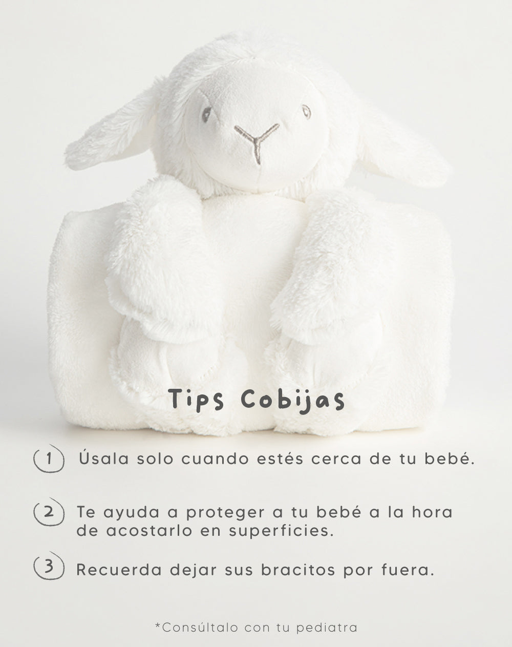 Cobija con peluche de oveja blanco