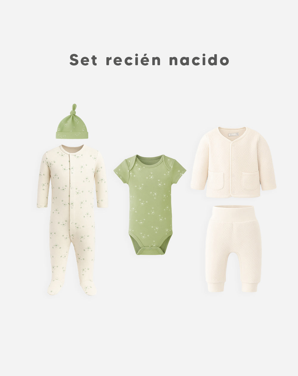 Set Completo para Bebé Body, Pijama, Buzo, Jogger y Gorro